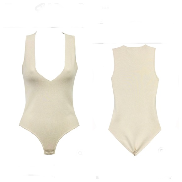 ZEYNEP ARCAY V-NECK BODYSUIT LIMESTONE size 2 - Picture 1 of 8